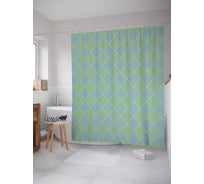 Штора (занавеска) для ванной JoyArty "Полосные квадраты" из сатена, 180х200 см с крючками, sc_28919