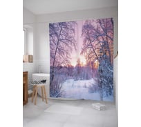 Штора (занавеска) для ванной JoyArty "Изморозь на деревьях" из сатена, 180х200 см с крючками, sc_29106