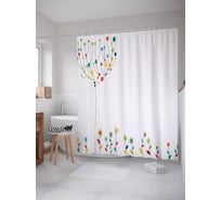 Штора (занавеска) для ванной JoyArty "Радужное цветение" из сатена, 180х200 см с крючками, sc_29036