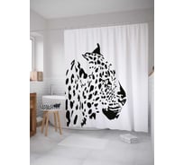Штора (занавеска) для ванной JoyArty "Гепардовый профиль" из сатена, 180х200 см с крючками, sc_29444