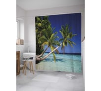 Штора (занавеска) для ванной JoyArty "Остров любви" из сатена, 180х200 см с крючками, sc_28092