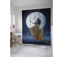 Штора (занавеска) для ванной JoyArty "Качели в полнолуние" из сатена, 180х200 см с крючками, sc_28012