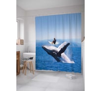 Штора (занавеска) для ванной JoyArty "Веселая поездка" из сатена, 180х200 см с крючками, sc_29340