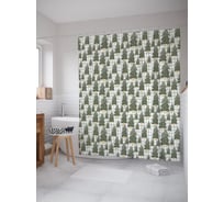 Штора (занавеска) для ванной JoyArty "Лес с елками зимой" из сатена, 180х200 см с крючками, sc_290638