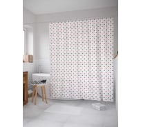 Штора (занавеска) для ванной JoyArty "Точки и горошек" из сатена, 180х200 см с крючками, sc_28957