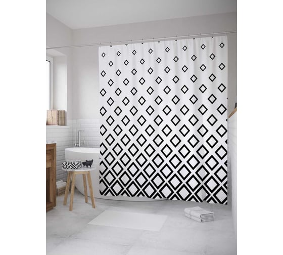 Штора (занавеска) для ванной JoyArty "Красота геометрических ромбов" из сатена, 180х200 см с крючками, sc_28135 1