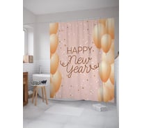 Штора (занавеска) для ванной JoyArty "Праздничное поздравление с НГ" из сатена, 180х200 см с крючками, sc_290639