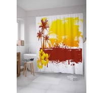 Штора (занавеска) для ванной JoyArty "Райский островок" из сатена, 180х200 см с крючками, sc_28086