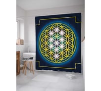 Штора (занавеска) для ванной JoyArty "Цветок жизни мандала" из сатена, 180х200 см с крючками, sc_28852