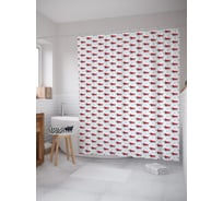 Штора (занавеска) для ванной JoyArty "Такса в новогоднем свитере" из сатена, 180х200 см с крючками, sc_115667