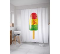 Штора (занавеска) для ванной JoyArty "Фруктовый лед" из сатена, 180х200 см с крючками, sc_29435