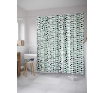 Штора (занавеска) для ванной JoyArty "Абстракция из точек и полос" из сатена, 180х200 см с крючками, sc_28104