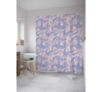 Штора (занавеска) для ванной JoyArty "Тропические листья" из сатена, 180х200 см с крючками, sc_28799