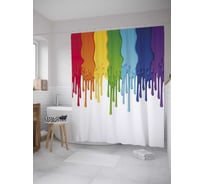 Штора (занавеска) для ванной JoyArty "Радуга потекла" из сатена, 180х200 см с крючками, sc_27873