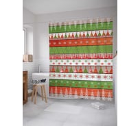 Штора (занавеска) для ванной JoyArty "Новогодние полосы" из сатена, 180х200 см с крючками, sc_29345