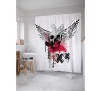 Штора (занавеска) для ванной JoyArty "Череп с крыльями" из сатена, 180х200 см с крючками, sc_29360