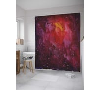 Штора (занавеска) для ванной JoyArty "Огненный космос" из сатена, 180х200 см с крючками, sc_28893