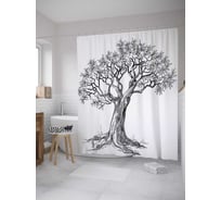 Штора (занавеска) для ванной JoyArty "Старое дерево" из сатена, 180х200 см с крючками, sc_28337