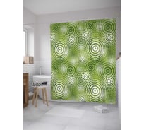 Штора (занавеска) для ванной JoyArty "Фрактальные круги" из сатена, 180х200 см с крючками, sc_28855