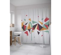 Штора (занавеска) для ванной JoyArty "Ломаный пейзаж" из сатена, 180х200 см с крючками, sc_28043