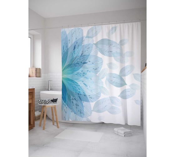 Штора (занавеска) для ванной JoyArty "Прозрачные лепестки" из сатена, 180х200 см с крючками, sc_29375 1