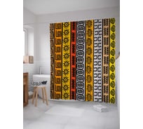 Штора (занавеска) для ванной JoyArty "Полосы с фигурками" из сатена, 180х200 см с крючками, sc_29518