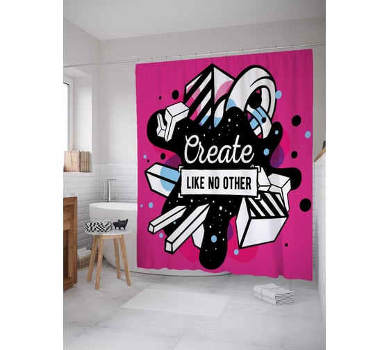 Штора (занавеска) для ванной JoyArty "Как никто другой" из сатена, 180х200 см с крючками, sc_28225 1