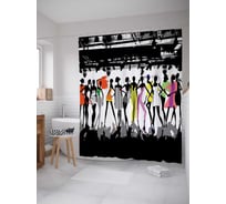 Штора (занавеска) для ванной JoyArty "Модная выставка" из сатена, 180х200 см с крючками, sc_2904