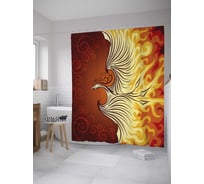 Штора (занавеска) для ванной JoyArty "Жар-птица" из сатена, 180х200 см с крючками, sc_27967
