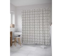 Штора (занавеска) для ванной JoyArty "Сложное сплетение" из сатена, 180х200 см с крючками, sc_28925