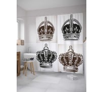 Штора (занавеска) для ванной JoyArty "Царская корона" из сатена, 180х200 см с крючками, sc_27957