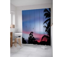 Штора (занавеска) для ванной JoyArty "Поздний закат" из сатена, 180х200 см с крючками, sc_27979