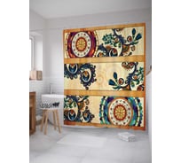 Штора (занавеска) для ванной JoyArty "Целительные завитки" из сатена, 180х200 см с крючками, sc_16956