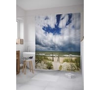 Штора (занавеска) для ванной JoyArty "Спуск к морю" из сатена, 180х200 см с крючками, sc_27671