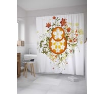 Штора (занавеска) для ванной JoyArty "Цветочные вензеля" из сатена, 180х200 см с крючками, sc_28520