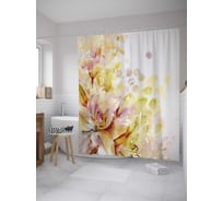 Штора (занавеска) для ванной JoyArty "Цветочные кляксы" из сатена, 180х200 см с крючками, sc_27933
