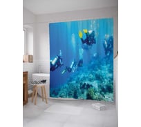 Штора (занавеска) для ванной JoyArty "Командный дайвинг" из сатена, 180х200 см с крючками, sc_29000