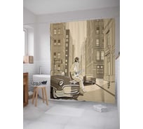 Штора (занавеска) для ванной JoyArty "Песни на капоте" из сатена, 180х200 см с крючками, sc_16678