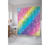 Штора (занавеска) для ванной JoyArty "Радужное сияние" из сатена, 180х200 см с крючками, sc_290642