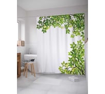 Штора (занавеска) для ванной JoyArty "Рамка из листьев" из сатена, 180х200 см с крючками, sc_16584