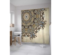 Штора (занавеска) для ванной JoyArty "Орнаментальный цветок" из сатена, 180х200 см с крючками, sc_27653
