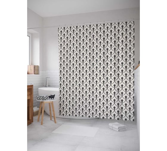 Штора (занавеска) для ванной JoyArty "Сетчатые узоры" из сатена, 180х200 см с крючками, sc_28207 1