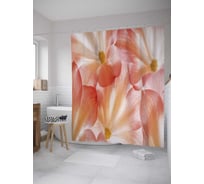 Штора (занавеска) для ванной JoyArty "Нежные соцветия" из сатена, 180х200 см с крючками, sc_28115