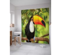 Штора (занавеска) для ванной JoyArty "Токо тукан" из сатена, 180х200 см с крючками, sc_29311
