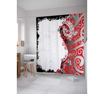 Штора (занавеска) для ванной JoyArty "Абстракция завитков" из сатена, 180х200 см с крючками, sc_29304