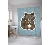 Штора (занавеска) для ванной JoyArty "Милый енот" из сатена, 180х200 см с крючками, sc_28561