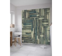 Штора (занавеска) для ванной JoyArty "Паркетная доска" из сатена, 180х200 см с крючками, sc_28094