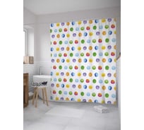 Штора (занавеска) для ванной JoyArty "Горошек гуашью" из сатена, 180х200 см с крючками, sc_28447