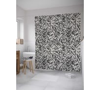 Штора (занавеска) для ванной JoyArty "Ноты вперемешку" из сатена, 180х200 см с крючками, sc_27985