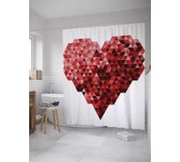 Штора (занавеска) для ванной JoyArty "Сердечный многогранник" из сатена, 180х200 см с крючками, sc_27850